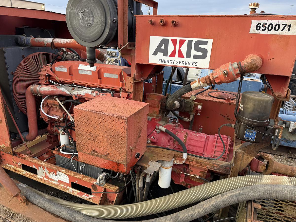 Used SERVA 10K WP TRIPLEX WELL SERVICE PUMP SKIDDED P/B DETROIT SERIES 60 (INCOMPLETE)