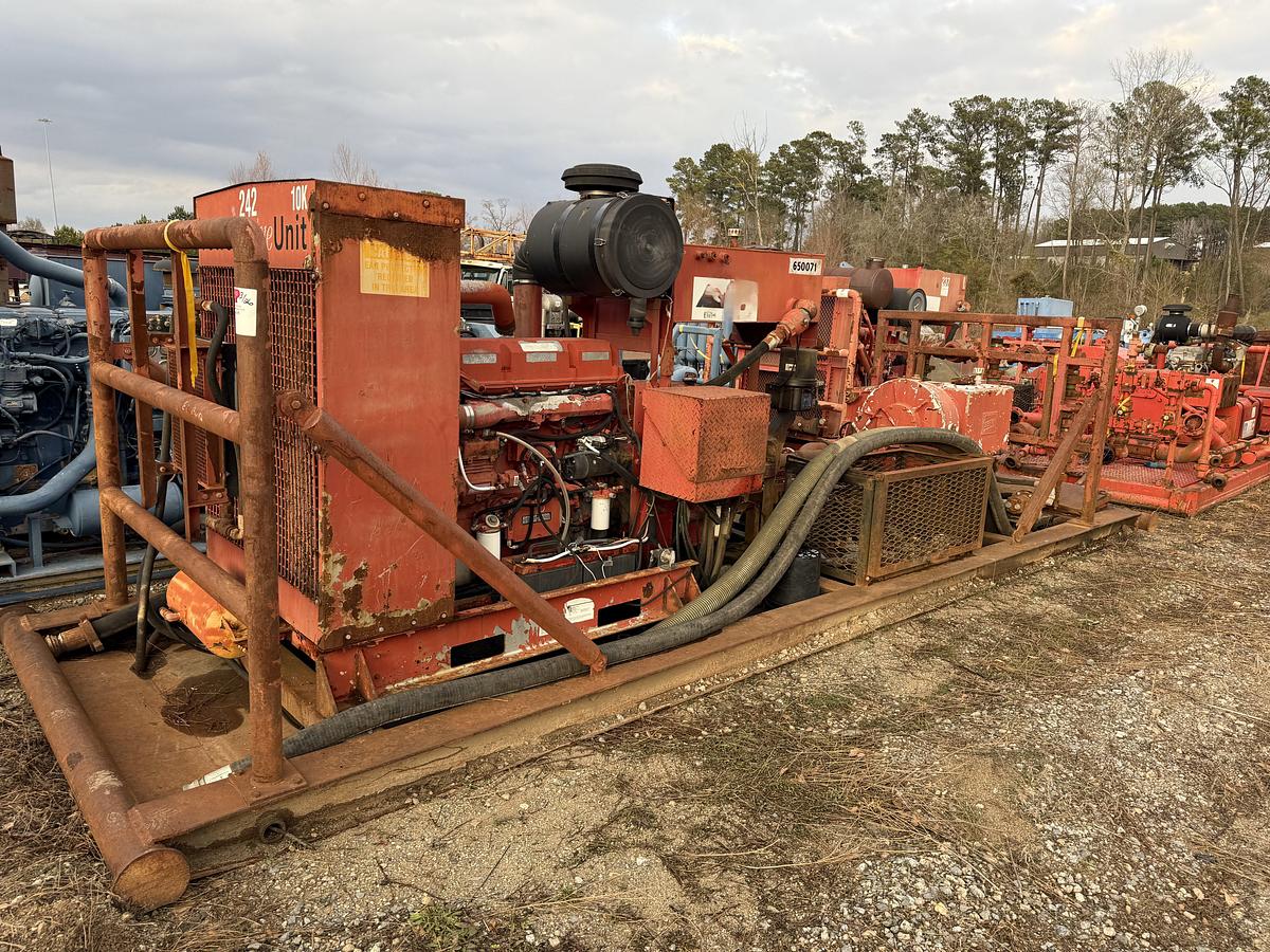 Used SERVA 10K WP TRIPLEX WELL SERVICE PUMP SKIDDED P/B DETROIT SERIES 60 (INCOMPLETE)