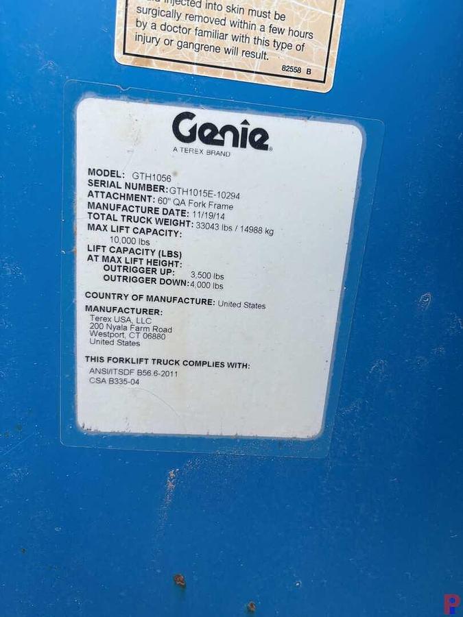 Used 2014 GENIE GTH-1056 10,000LB TELEHANDLER