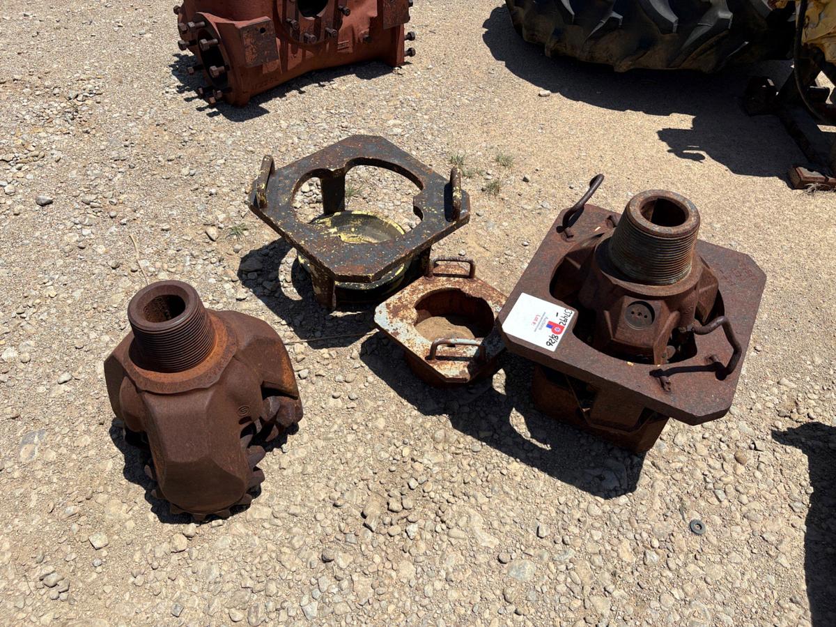 Used (2) tricone drill bits & (3) assorted bit breakers