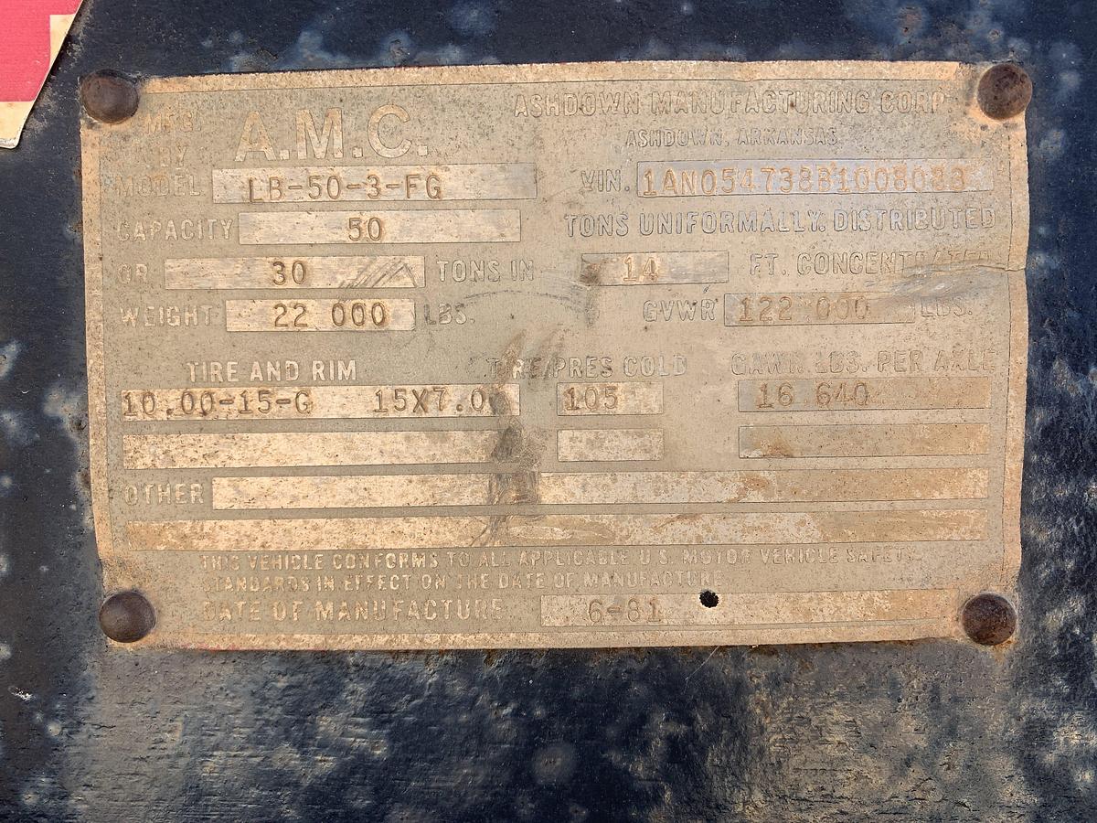 Used 1981 AMC LB-50-3-FG 46’ X 8’ 3-AXLE SCISSORNECK TRAILER