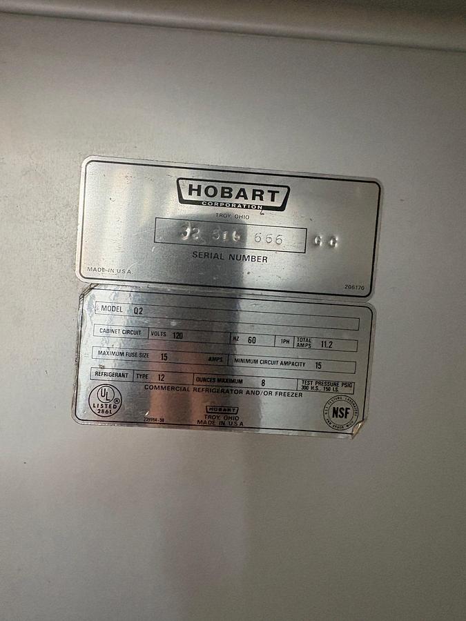 Used Hobart Q2 2-door refrigerator