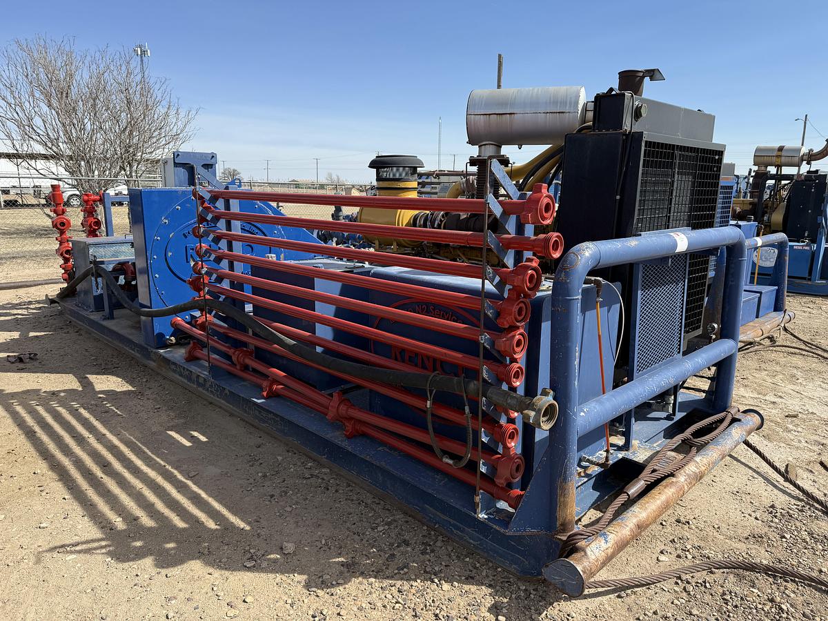 Used 2018 KERR T60 10K WP TRIPLEX WELL SERVICE PUMP P/B CATERPILLAR C18 630-HP, SKIDDED