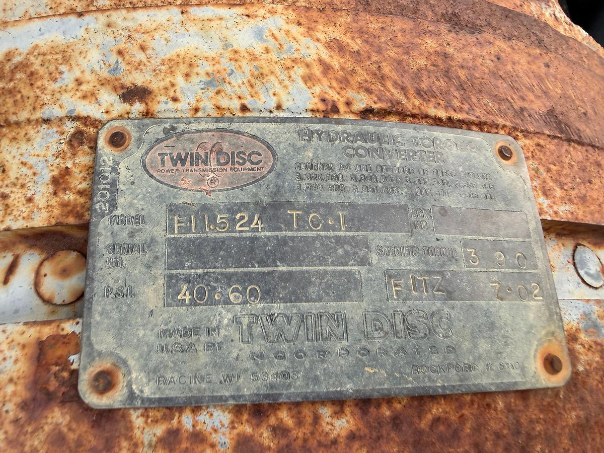 Used DETROIT 8V92T W/ TWIN DISC F-11524-TC-1 TORQUE CONVERTER & RADIATOR, SKIDDED