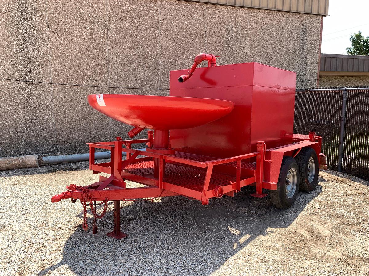 Used 5’ x 5’ x 4.5’ 18BBL OIL TANK MTD ON 12’ x 6.5’ SHOPBUILT BUMPER PULL TRAILER