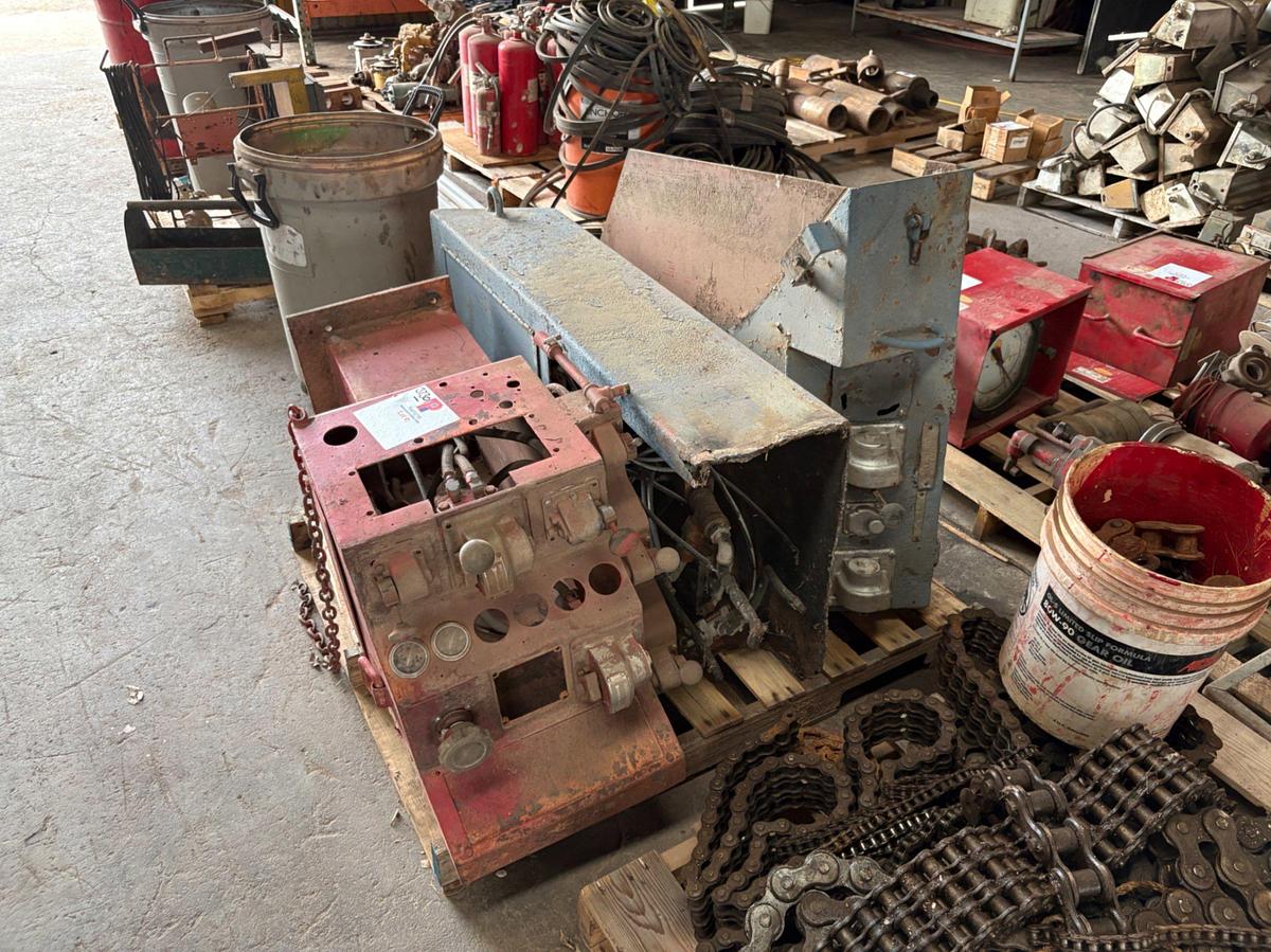Used (3) driller’s control consoles & pallet of roller chain