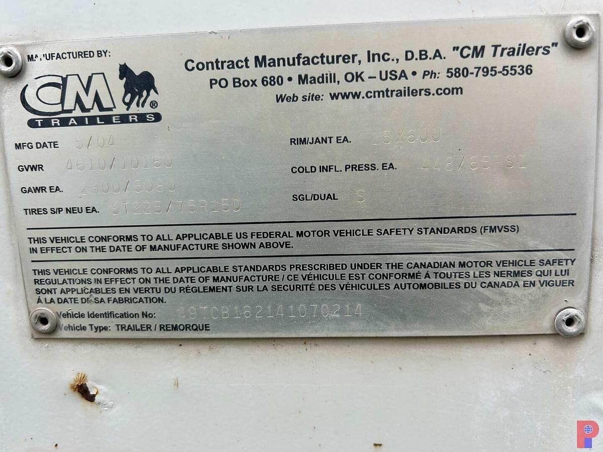 Used 2004 CM TRAILERS 15’ T/A CREW / DOGHOUSE BUMPER PULL TRAILER