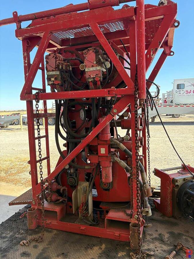 Used HYDRA RIG HR680 INJECTOR STRIPPER & PACKOFF, HOSE REEL & PUMP ON 11’ X 8’ HD SKID