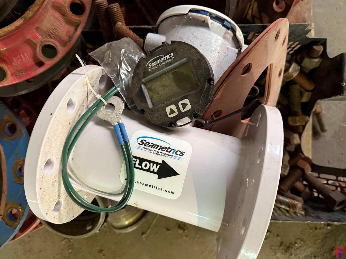 Used PALLET W/ (2) 10” HD WATER MANIFOLD FLANGES & SEAMETRICS 4” FLOW METER