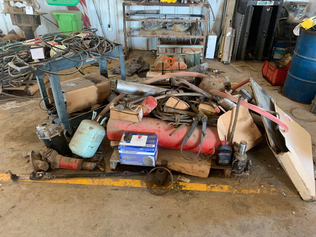 Used (2) Pallets and Parts Cart w/ Detroit and Cat Parts