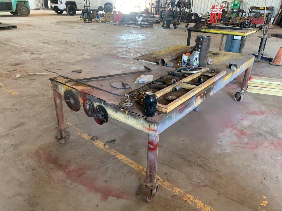 Used 8’ x 4’ x 2’ 6” Rolling Shop Table and all its Contents