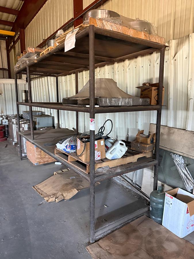 Used 12’L x 4’W x 8’H HEAVY DUTY METAL PIPE SHELF