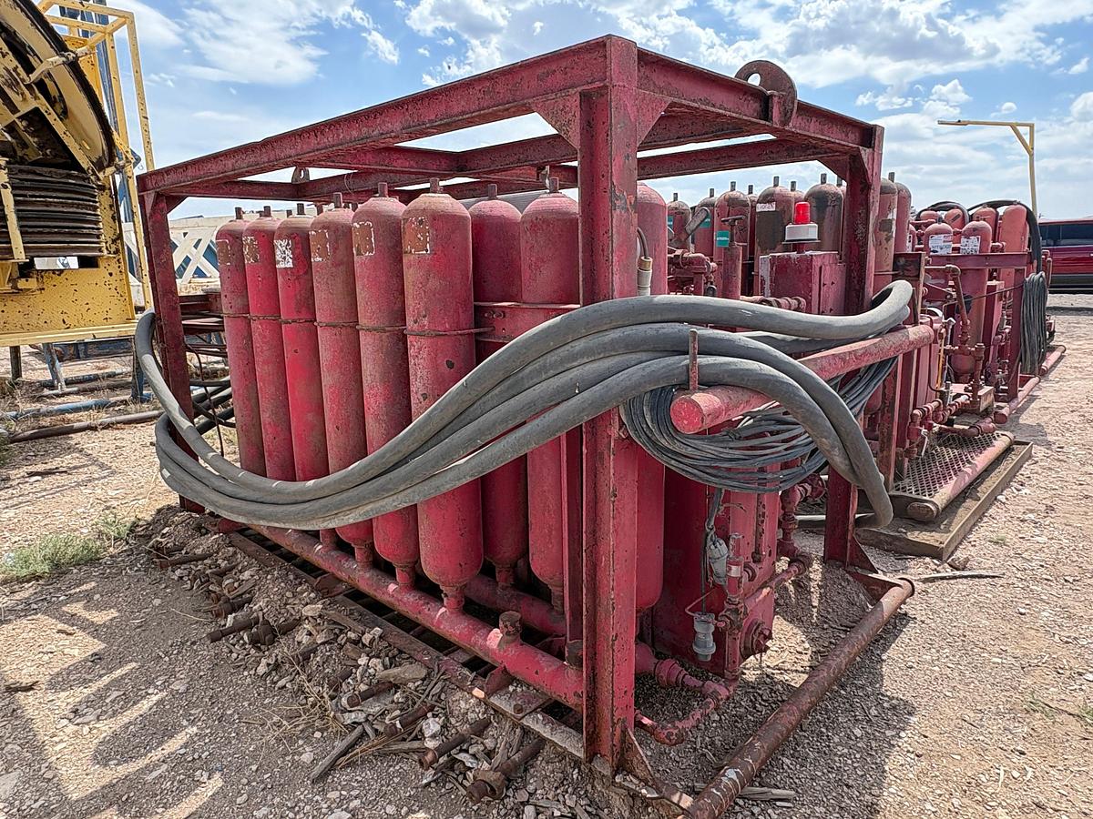 Used Koomey type 80 7-station closing unit, skidded