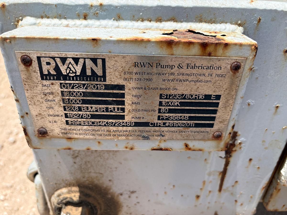 Used 2019 RWN PUMP & FABRICATION PIONEER 6 X 8 WATER TRANSFER PUMP TRAILER