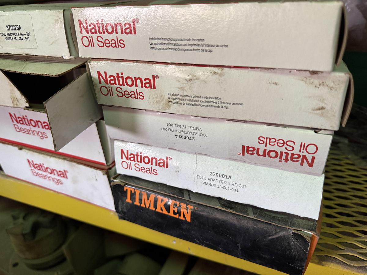 Used (2) 120”L X 24”W X 72”H 5-TIER METAL RACKS W/ TRUCK & ENGINE PARTS CONTENTS