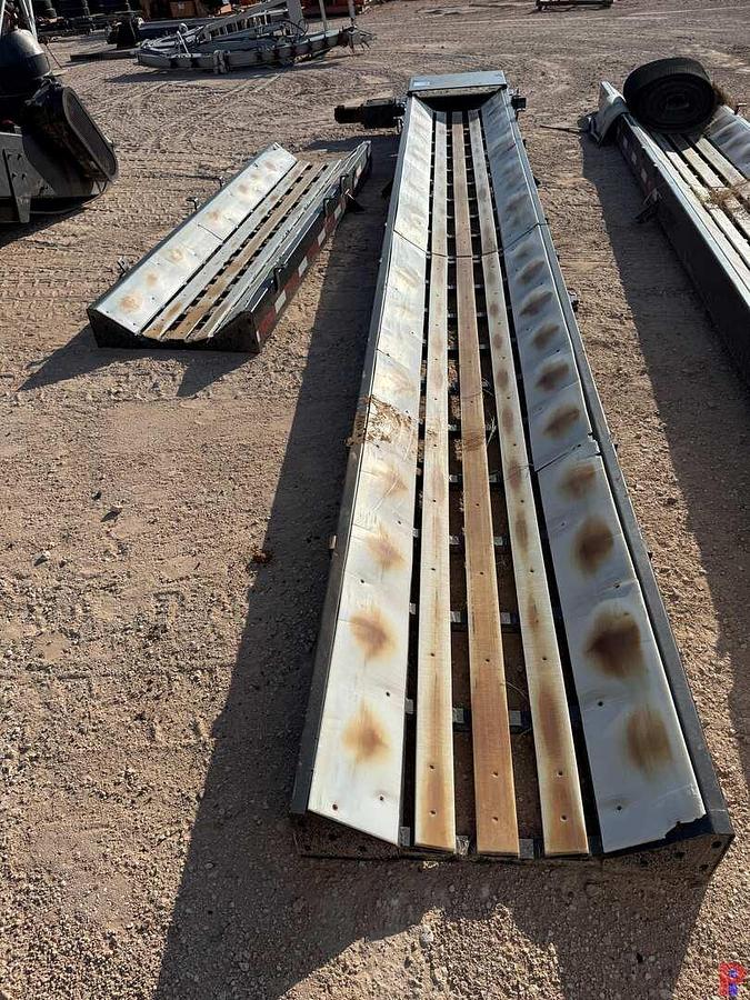 Used (2) 11’ X 3’ HYDRAULIC TILT CONVEYORS, (3) 22’ X 32” CONVEYOR TROUGHS & (2) EXTENSIONS F/ SAND KING
