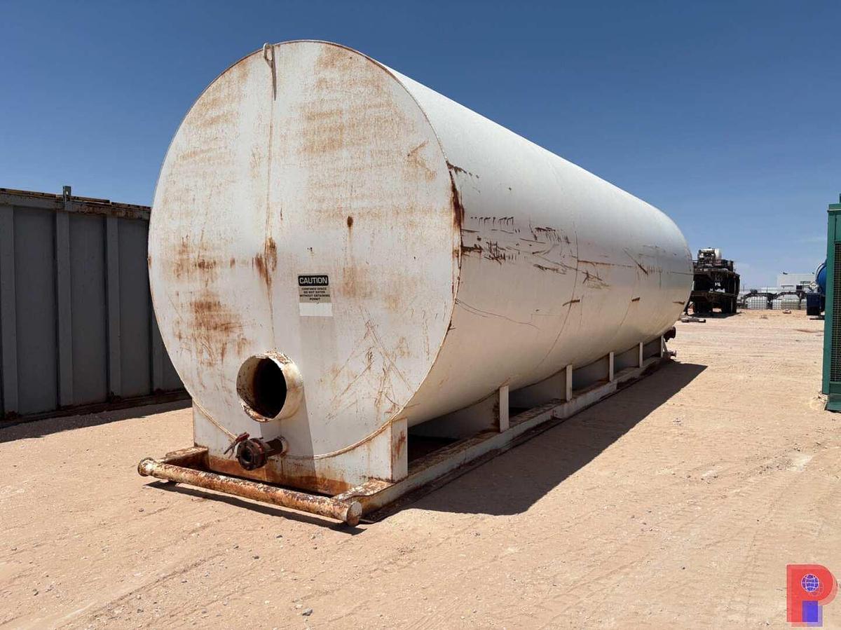 Used 500BBL 32’ X 10.5’ CYLINDER FRAC TANK, SKIDDED