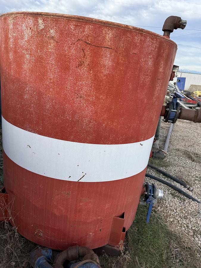Used 64” DIA. X 73” L STEEL FLUID TANK ON SKID