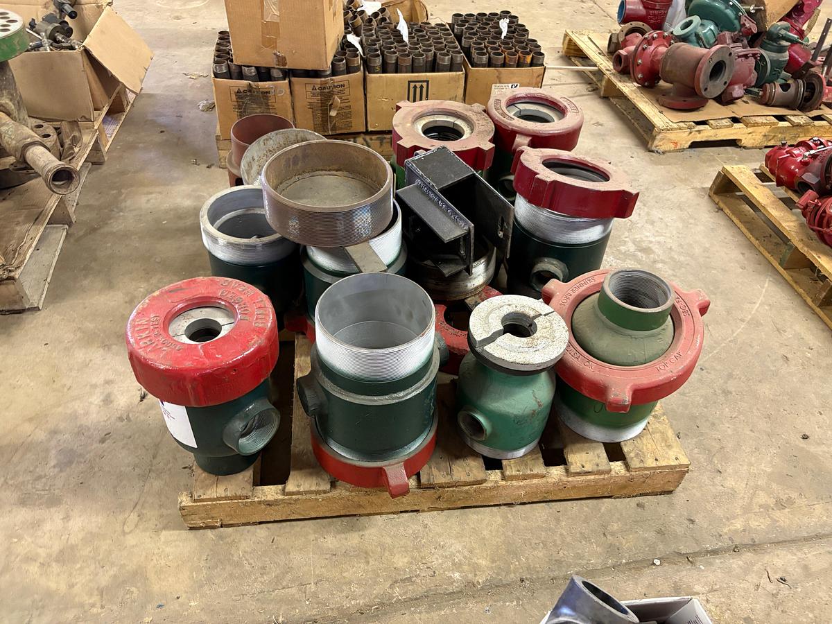 Used Pallet w/ (10) Larkin stripper heads & parts