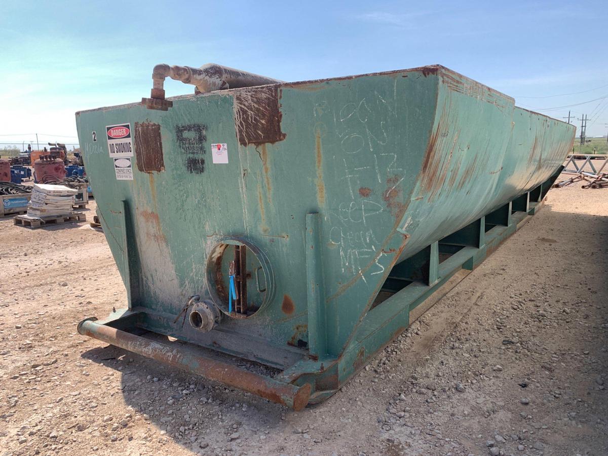 Used 40’L x 11’ W x 7’ T 350bbl Round Bottom Open Top Skidded Tank