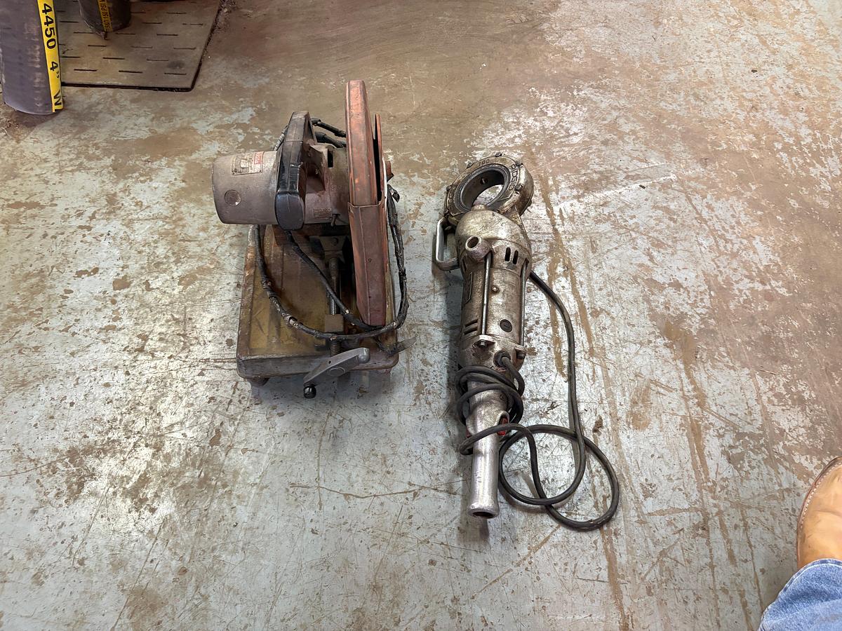 Used Ridgid 700 portable pipe threading machine & makita 2414 portable cut-off saw