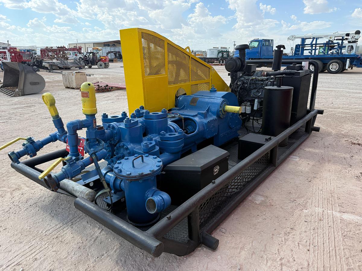 Used GARDNER DENVER FCFXXU 5x8 DUPLEX MUD PUMP P/B DEUTZ 131-HP DIESEL ENGINE SKIDDED