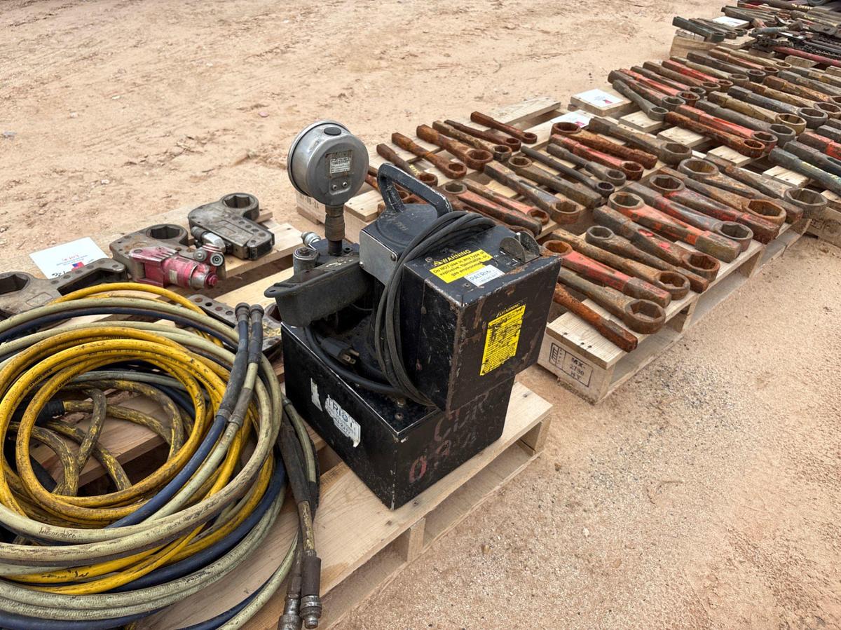 Used Patriot 10K portable electric hydraulic power pack w/ set of hydraulic torque wrenches
