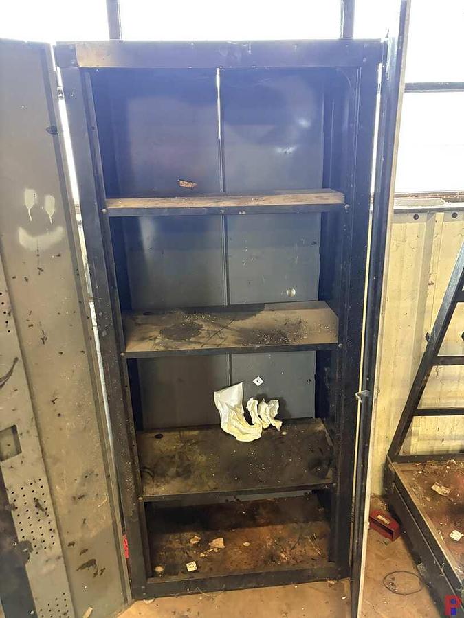 Used 5’ X 3’ X 4’ A-FRAME TOOL RACK & HUSKY 6’ STORAGE CABINET