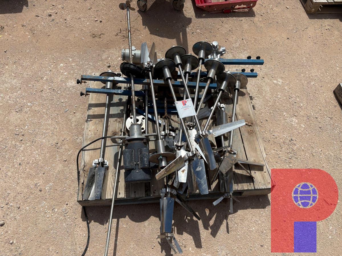 Used PALLET OF (14) STAINLESS CHEMICAL MIXING AGITATORS