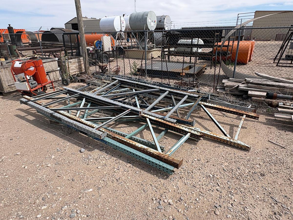 Used (2) 30’ extendable rig ladders w/ assorted pallet rack shelving & alkota pressure washer