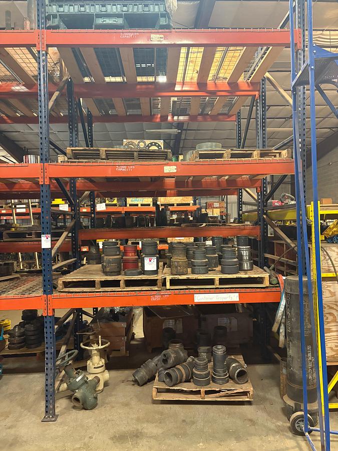 Used Contents of (3 shelves) w/ (3) 2-9/16” 5M gate valves, assorted tubing/casing hangers, & landing flanges