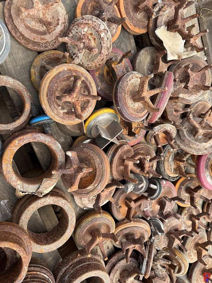 Used 3-PALLETS OF PUMP PARTS INCLUDING VALVES & SEATS, SPRINGS, LINERS, DISCH. FLANGES