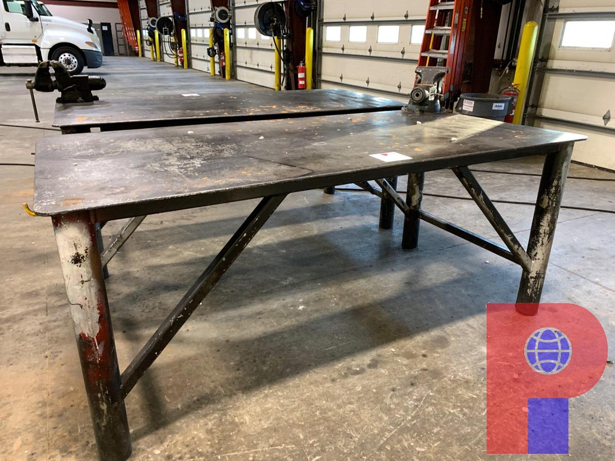 Used 8’ X 4’ STEEL TABLE W/ VICE