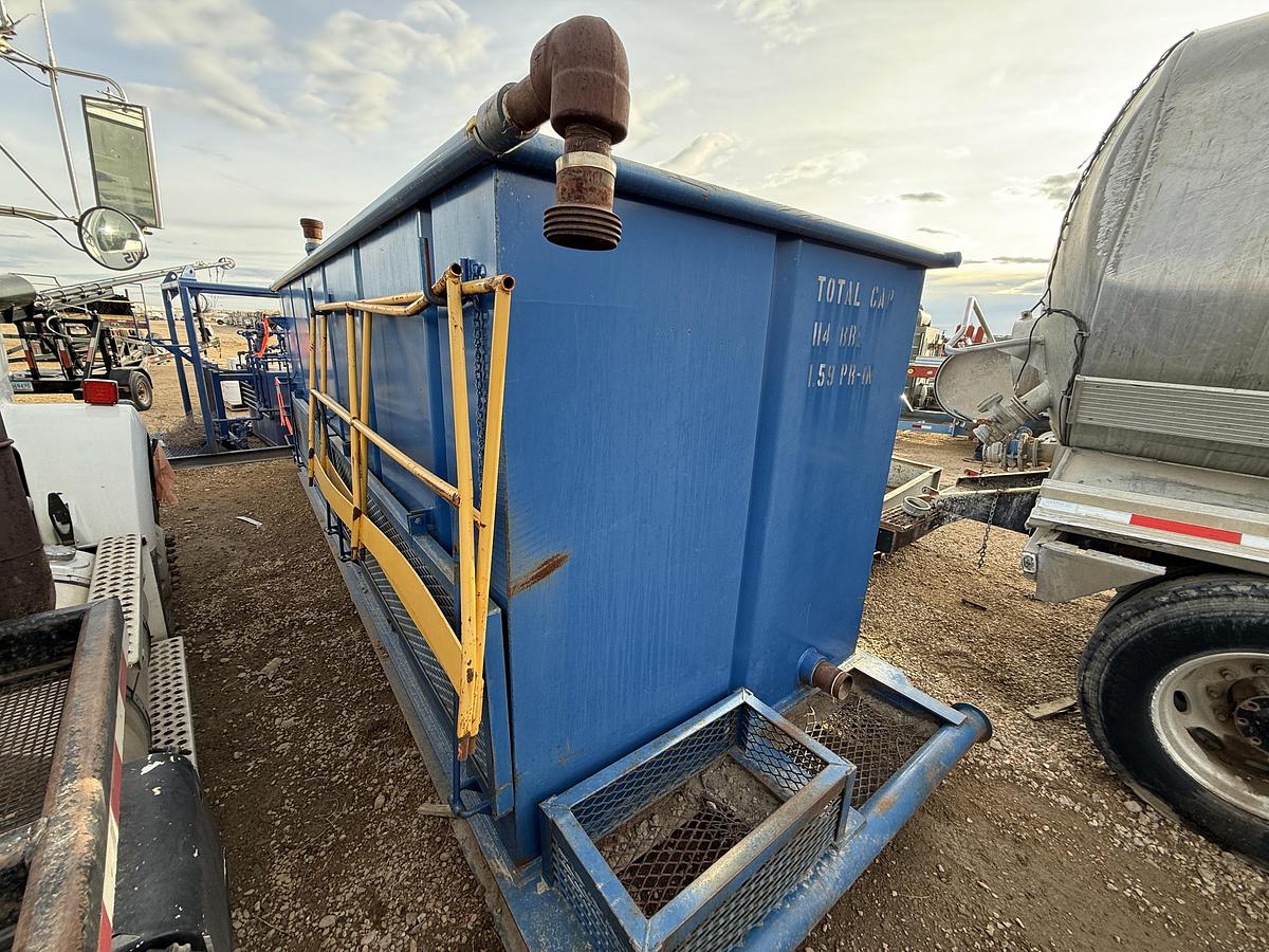 Used 18’L X 6’W X 6’H 2-COMP 114 BBL REVERSE PIT W/ CATWALK, HOSE RACK