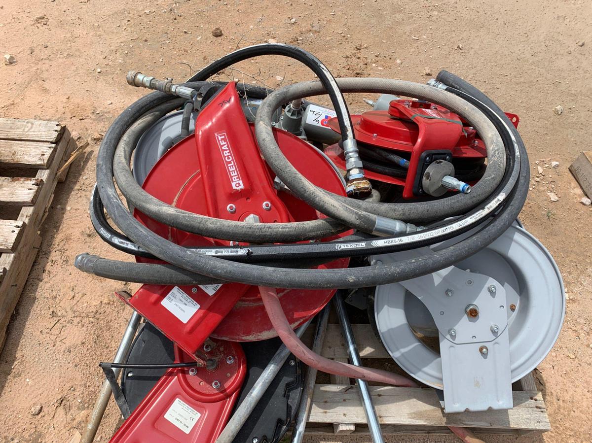 Used Pallet of Reel Craft Hose Reels w/ Lincoln Air Pumps