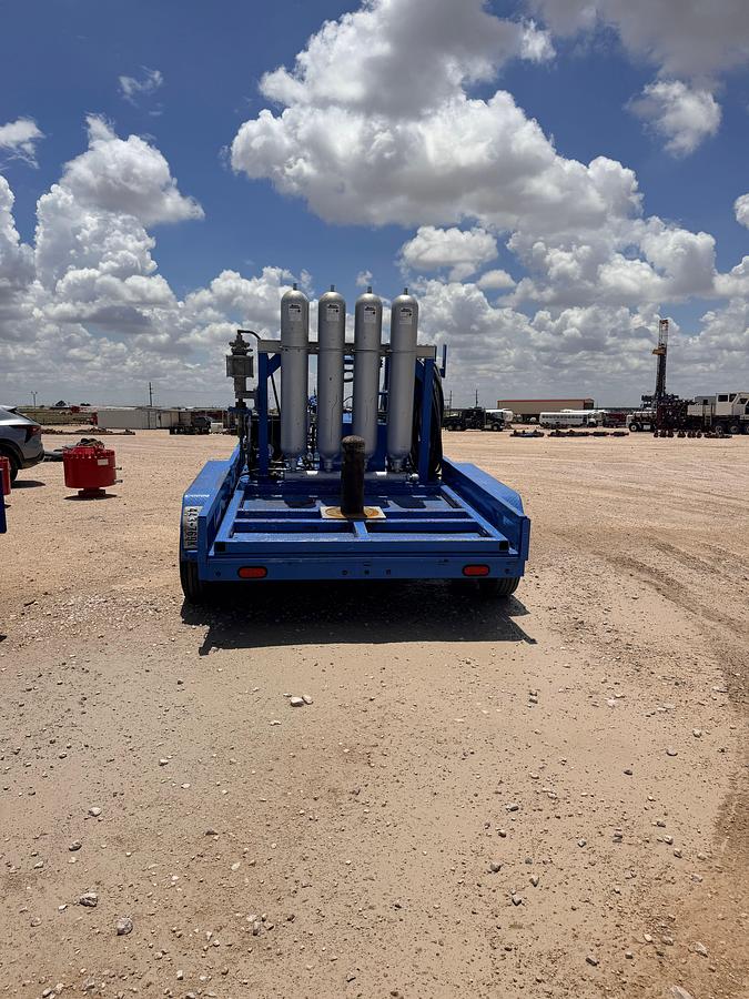 Used 3-station closing unit mtd on 12’ x 80” t/a bumper pull trailer