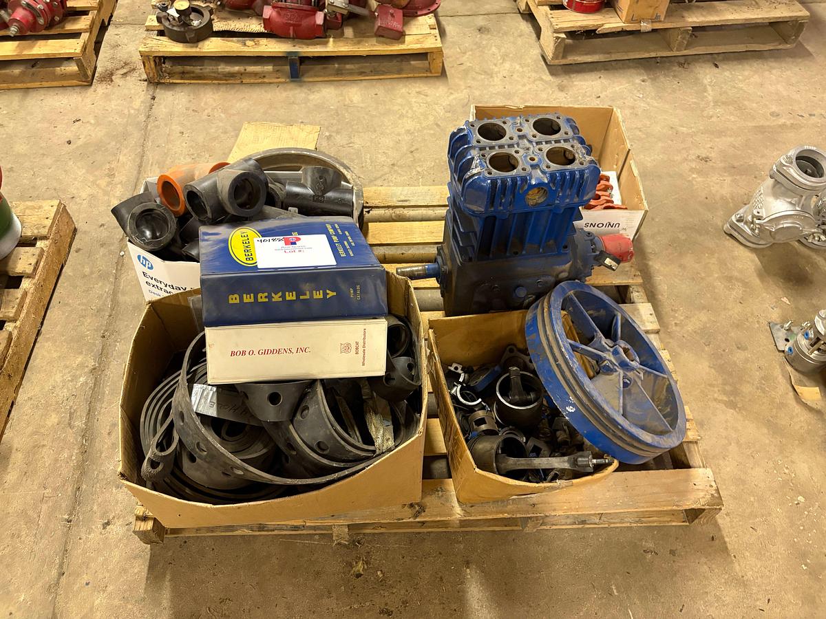 Used Pallet w/ assorted air compressor parts, pump catalogs, & (3) boxes Xtreme solution cleaner
