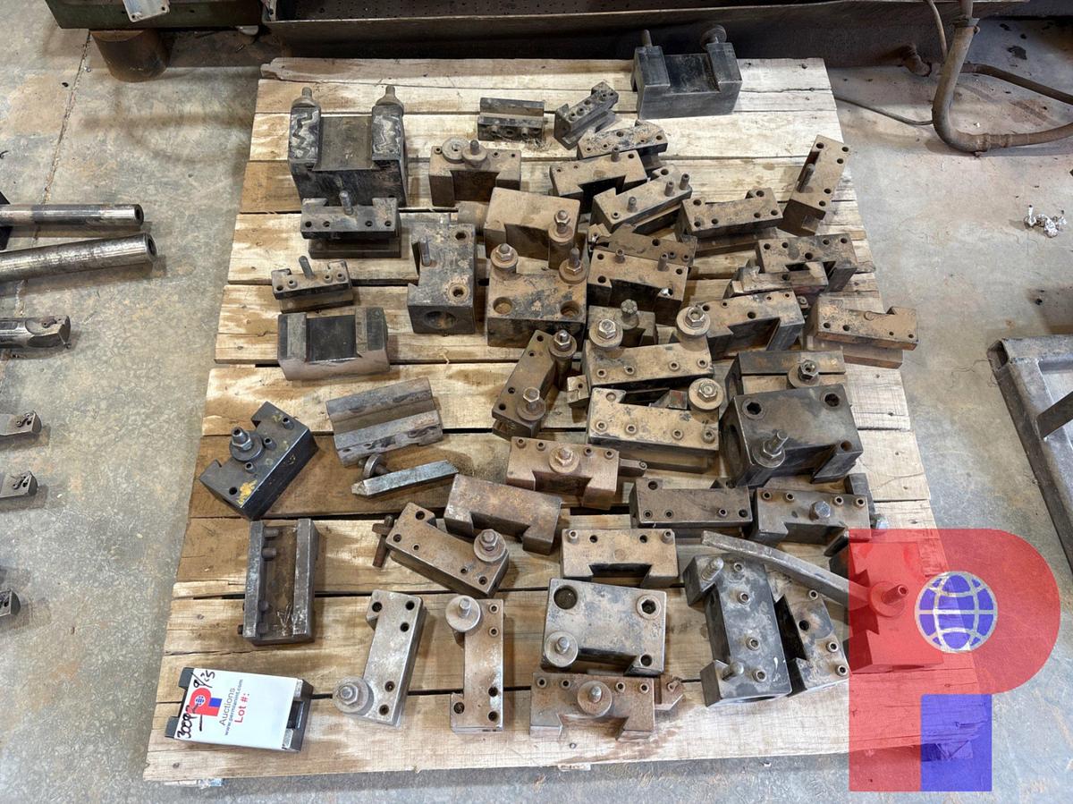 Used PALLET OF (45) ASSORTED TOOL HOLDERS &TURRET BLOCKS FOR LATHE
