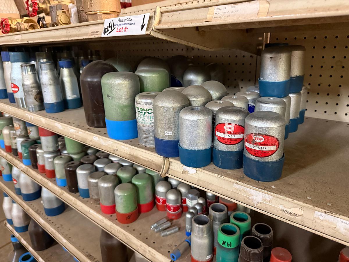 Used SECTION OF (150+) HEAVY WALL 1/2” THRU 6” PIPE SWAGES, & (7) BRASS GATE VALVES & CHECK VALVES
