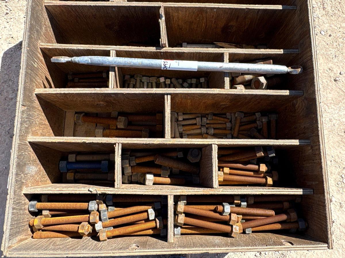 Used Crate of assorted 1” to 1-1/4” stud bolts