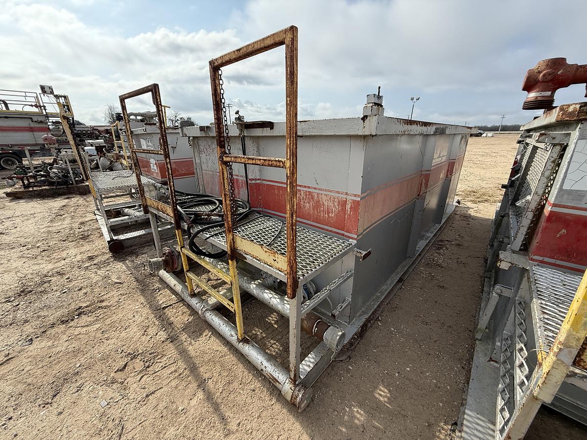 Used 15’ X 7’ X 5’ 3-COMP CEMENT MIXING TANKS W/ CATWALK & PORCH