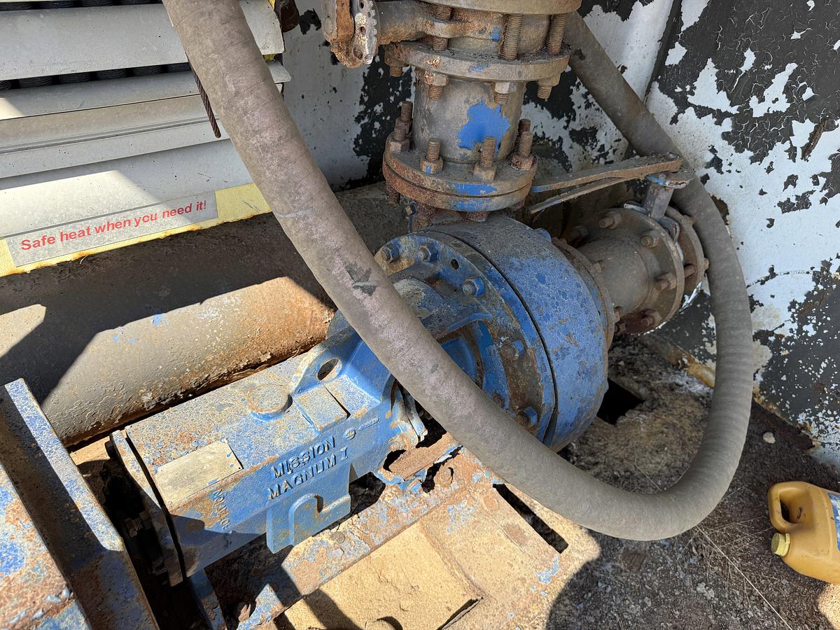 Used 40'L X 7.6'W X 5'H MUD TANK W/ 6X5 CENTRIFUGAL PUMP P/B 50-HP ELECTRIC MOTOR