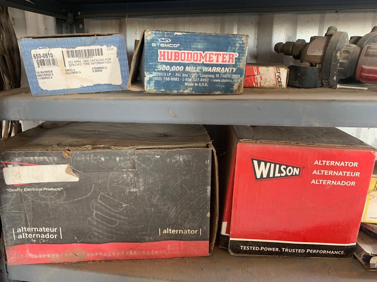 Used 11 Row Parts Cabinet and Ladder