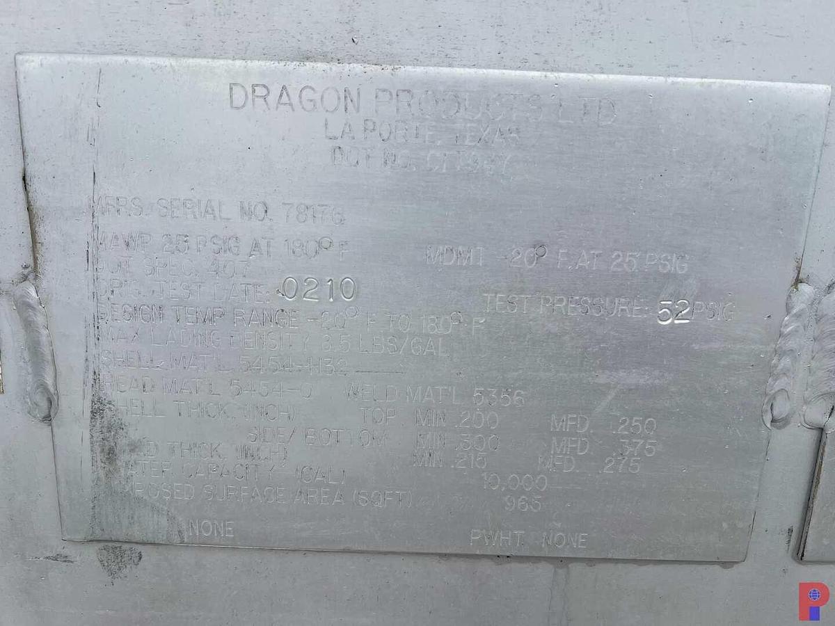 Used 2010 DRAGON T/A 238BBL ALUM. VACUUM TRAILER