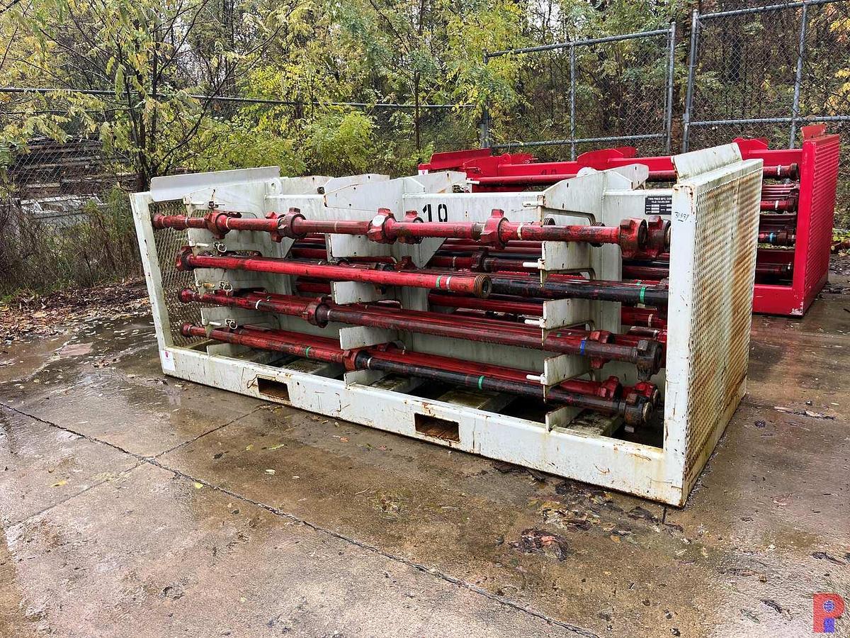 Used (62) JTS. OF TESTED 2” 1502 15K WP FLOW IRON W/ TRANSPORT RACK