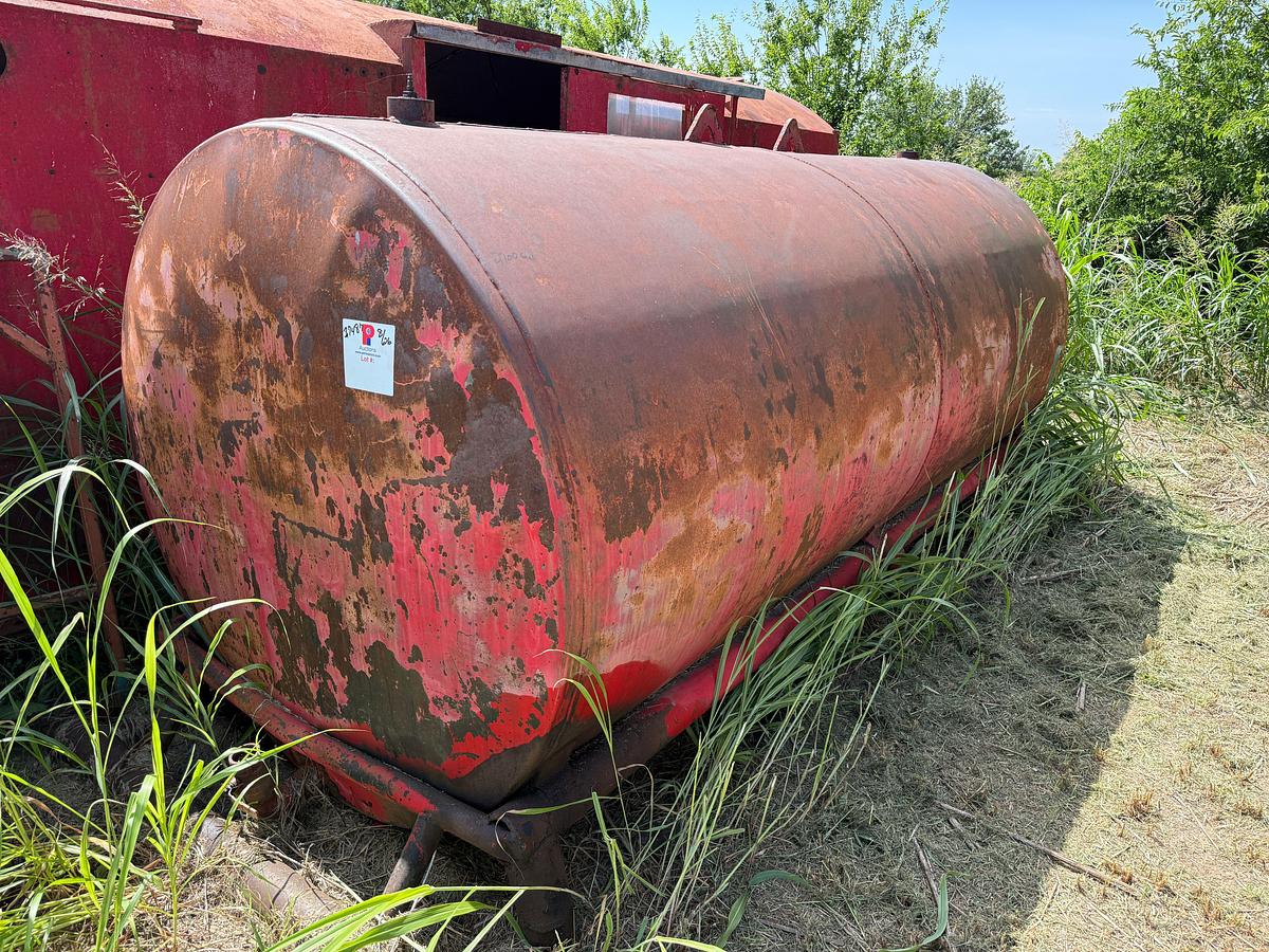 Used 2,700 GALLON FUEL TANK SKIDDED 12.5’L x 6’DIA