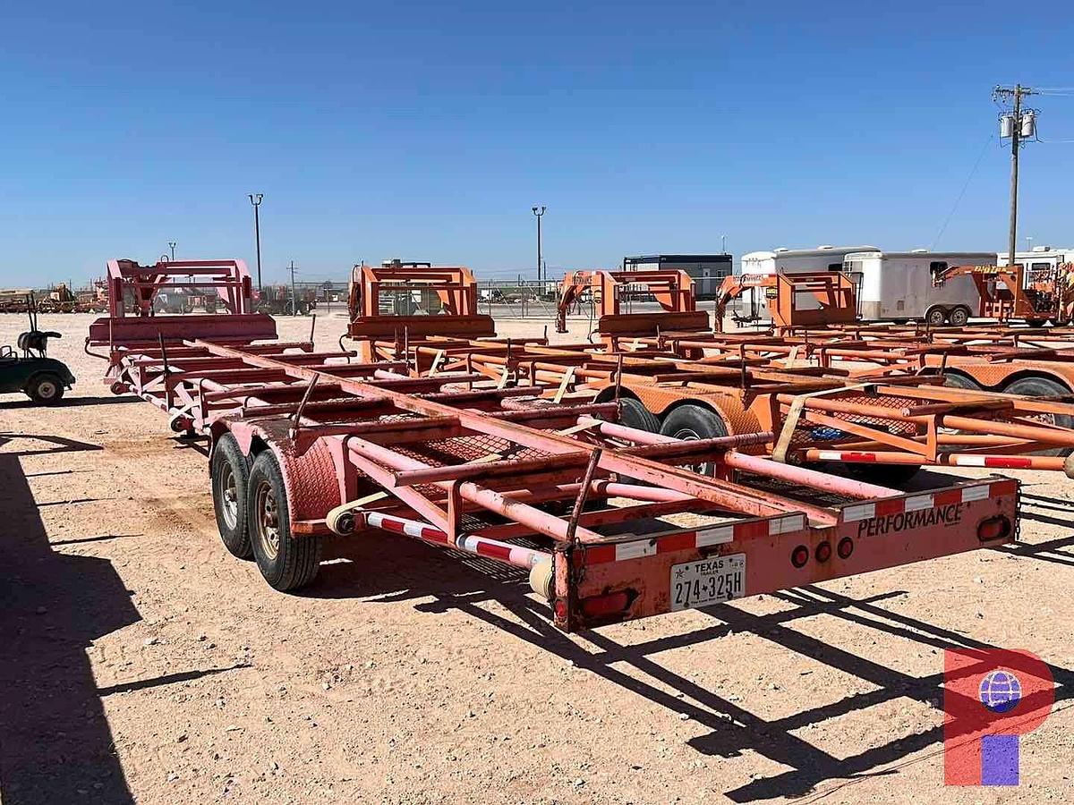 Used SHOPBUILT 32’ X 7’ T/A GOOSENECK PIPE TRAILER