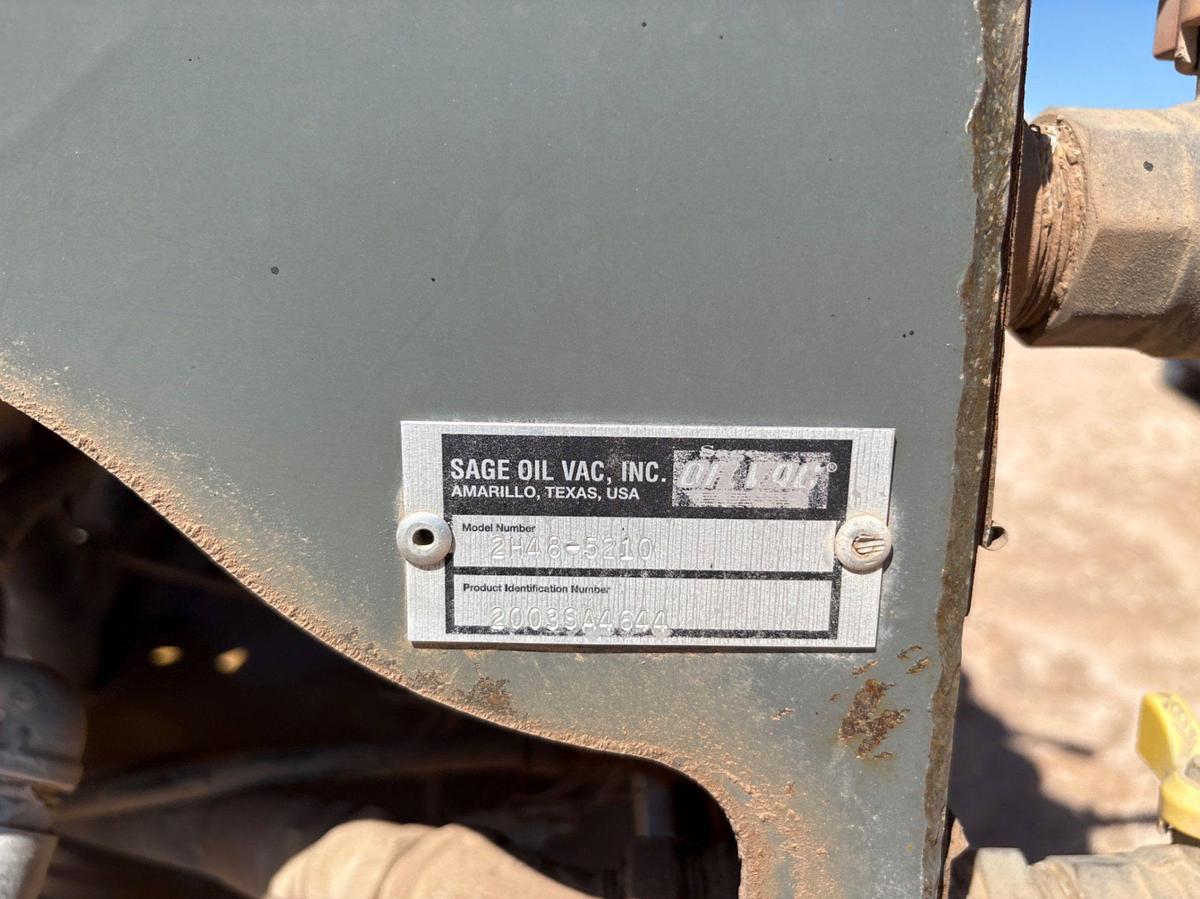 Used Sage Oil Vac model 2H48-5210 lube skid