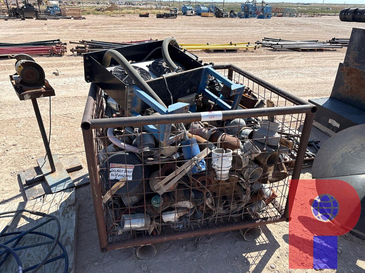 Used 55” X 56” X 36” CRATE W/ ASSORTED HOSE COUPLINGS, AIR FITTINGS, OIL COOLER, SWAGES. ETC