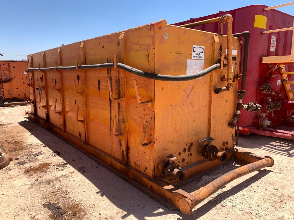 Used 21’ L x 9’ W x 8’ T 115 Bbl Open Top Skidded Tank